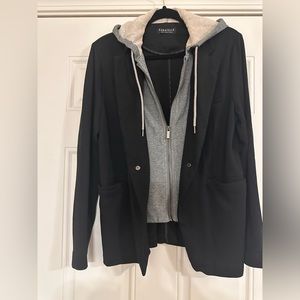 Bagatelle Women XL Blazer Jacket Hooded Zipper Gray Black